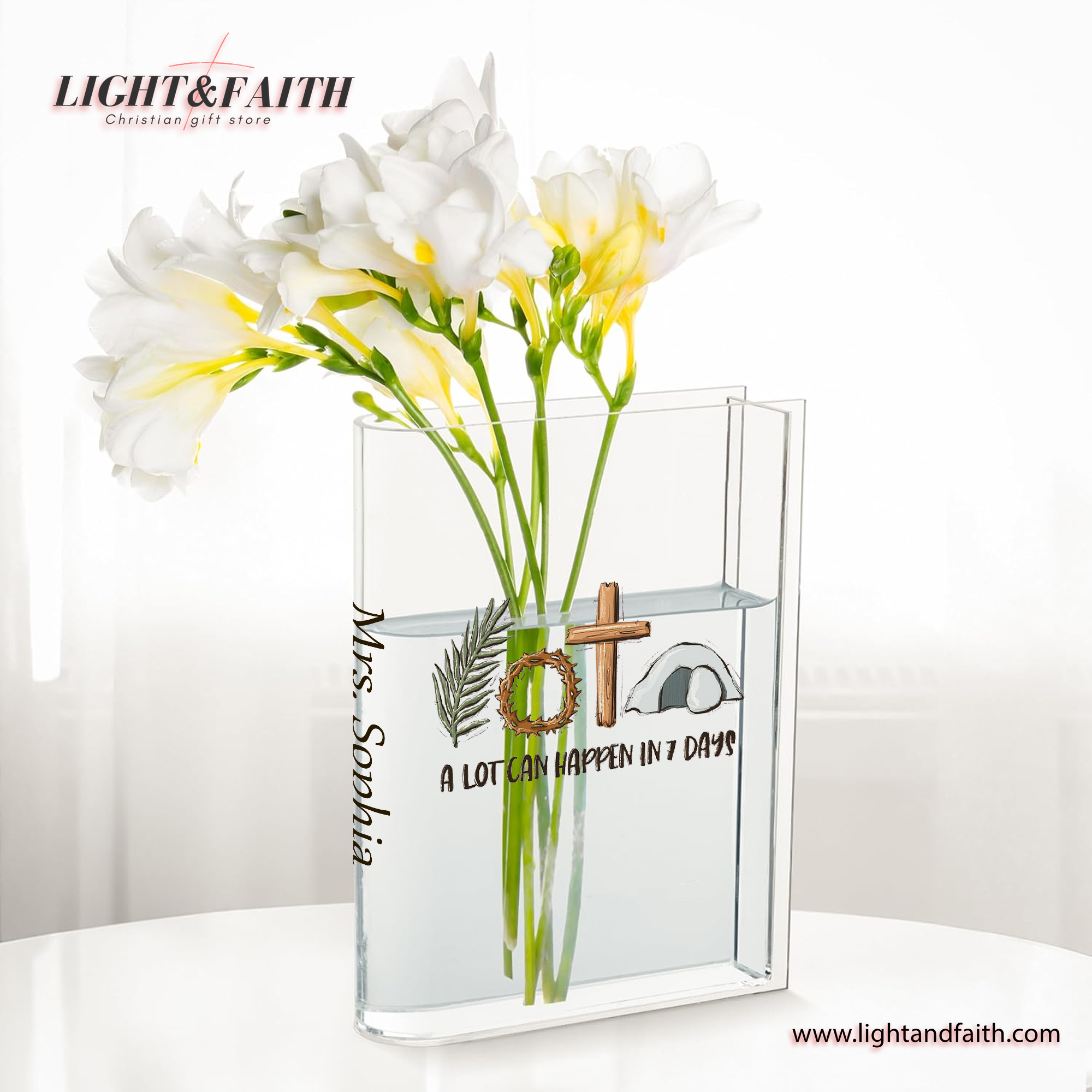 A Lot Can Happen in 7 Days Book Vase ,Easter Book Vase, Christian Book Vase, Faith Book Vase, Bible Verse Book Shaped Flower Vase